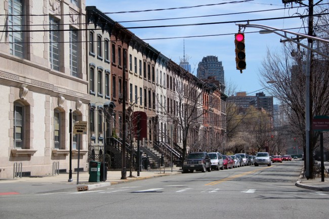 Brownstones between downtown Jersey City and the surrounding neighborhoods