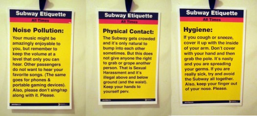 Subway etiquette posters