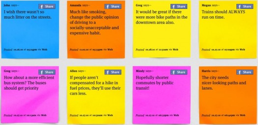 Some responses to the question, "Hey Chicago, what would encourage you to walk, bike or take CTA more often?"