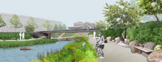 Rendering of Saw Mill River after daylighting | Courtesy of Saratoga Associates