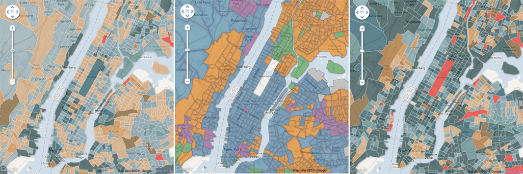 Series of screen grabs from WNYC#39;s Interactive Map on 2010 Census Data