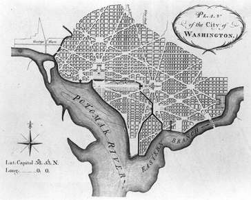 The 1791 L'Enfant plan for Washington DC