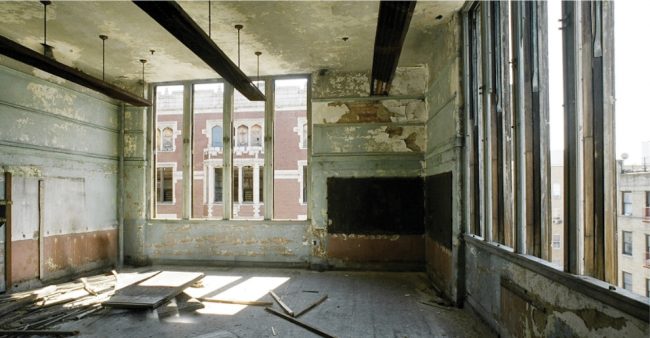 Interior of a PS90 classroom before the building's rehabilitation.
