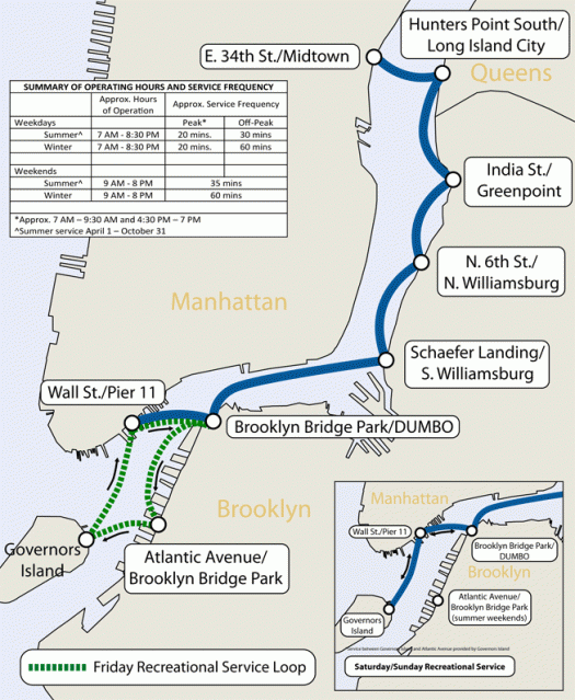 East River Ferry Map | Courtesy NY Waterways