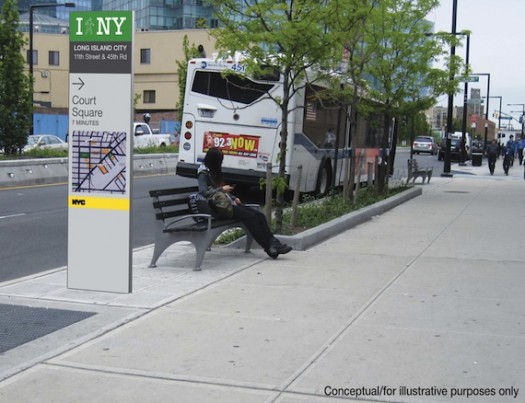 DOT rendering of potential wayfinding signage | Image via NYCDOT