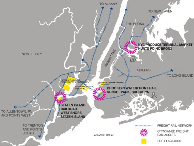 The freight rail network of the New York City metropolitan area