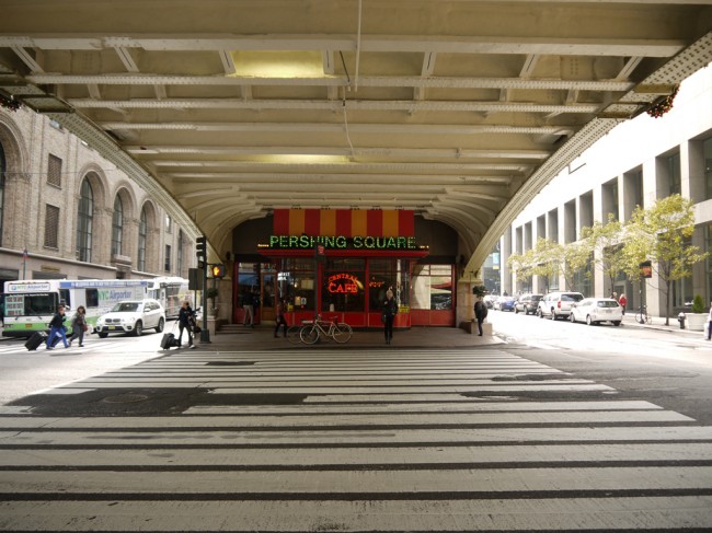 The southbound stretch of Park Ave. to the right of Pershing Square restaurant will become a public plaza. | Image via Keith Survell