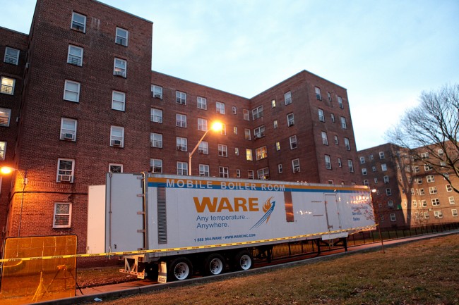 Temporary boiler installed at NYCHA's Red Hook Houses | Photo courtesy of NYCHA