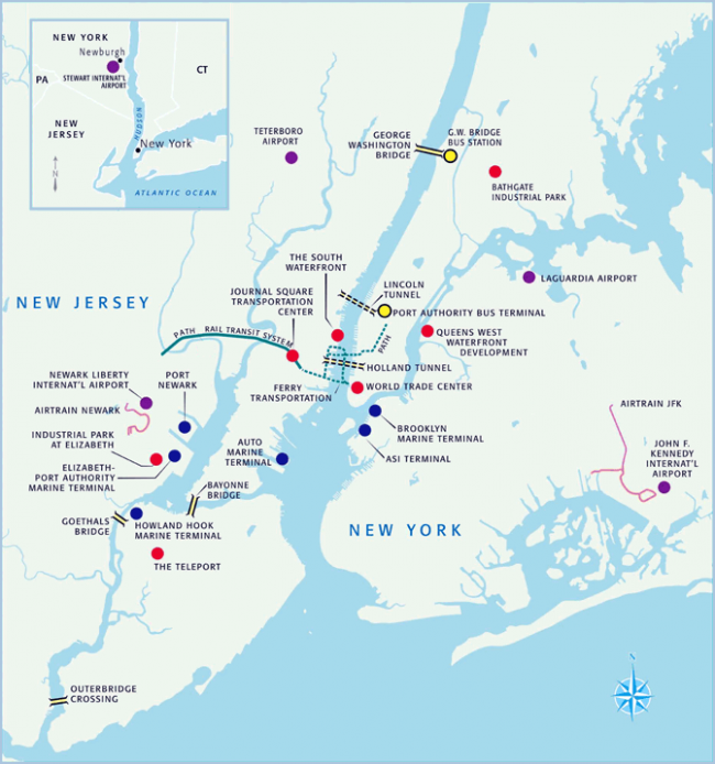 The Port Authority of New York and New Jersey's facilities | Map via PANYNJ