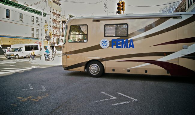 A FEMA truck on the Lower East Side post-Sandy | Photo via Saundi Wilson