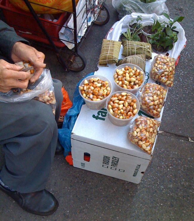 Gingko nuts being shelled in Chinatown | Photo by Reuben Strayer