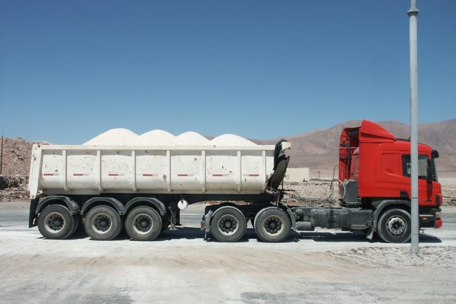 Salt truck loaded to travel from mine to port | Photo by Landing Studio
