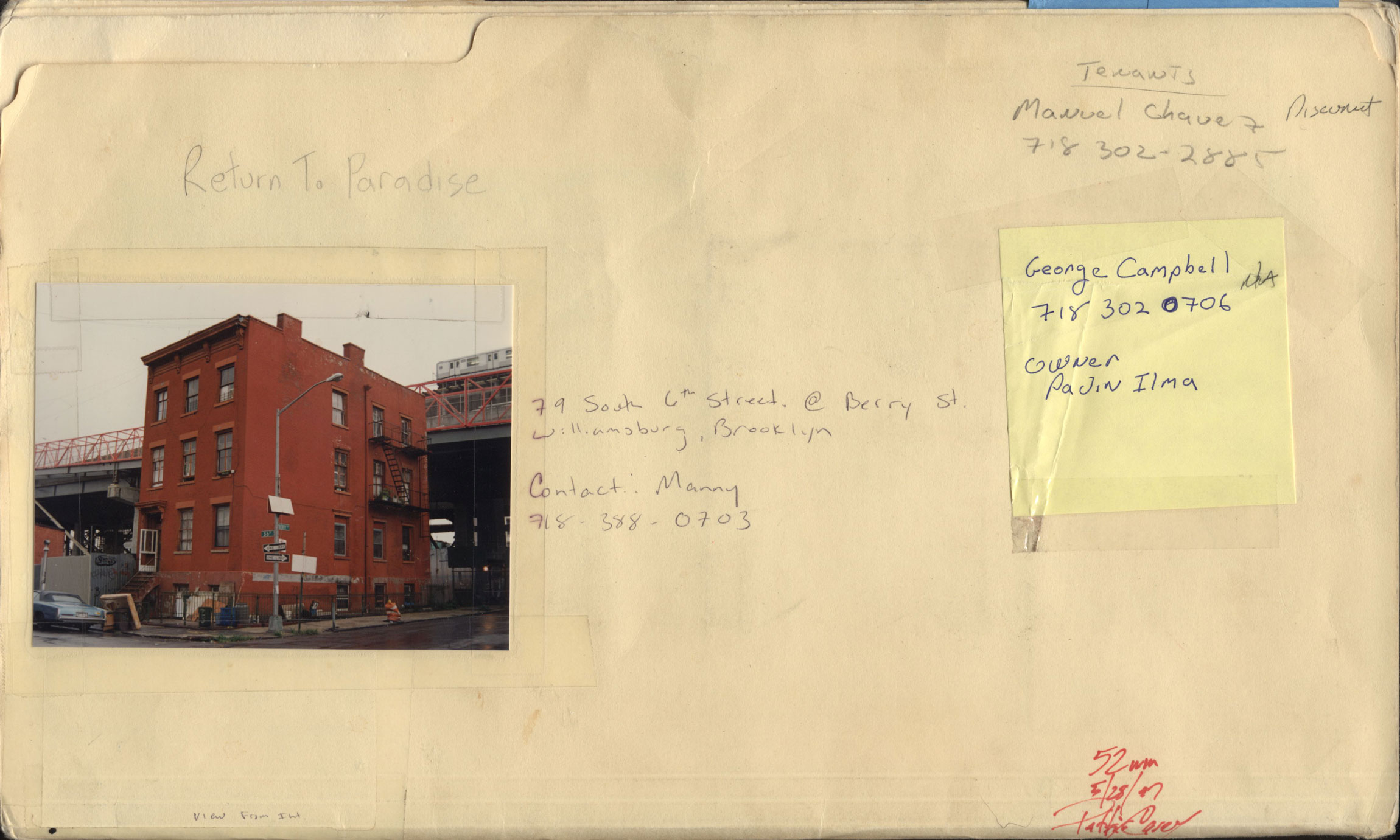 Scouting for the film <i>Return to Paradise</i>, Williamsburg, 1998